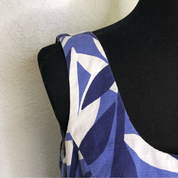 Boden blue and white leaf print sleeveless sheath dress size 8 Petite - Picture 4 of 14